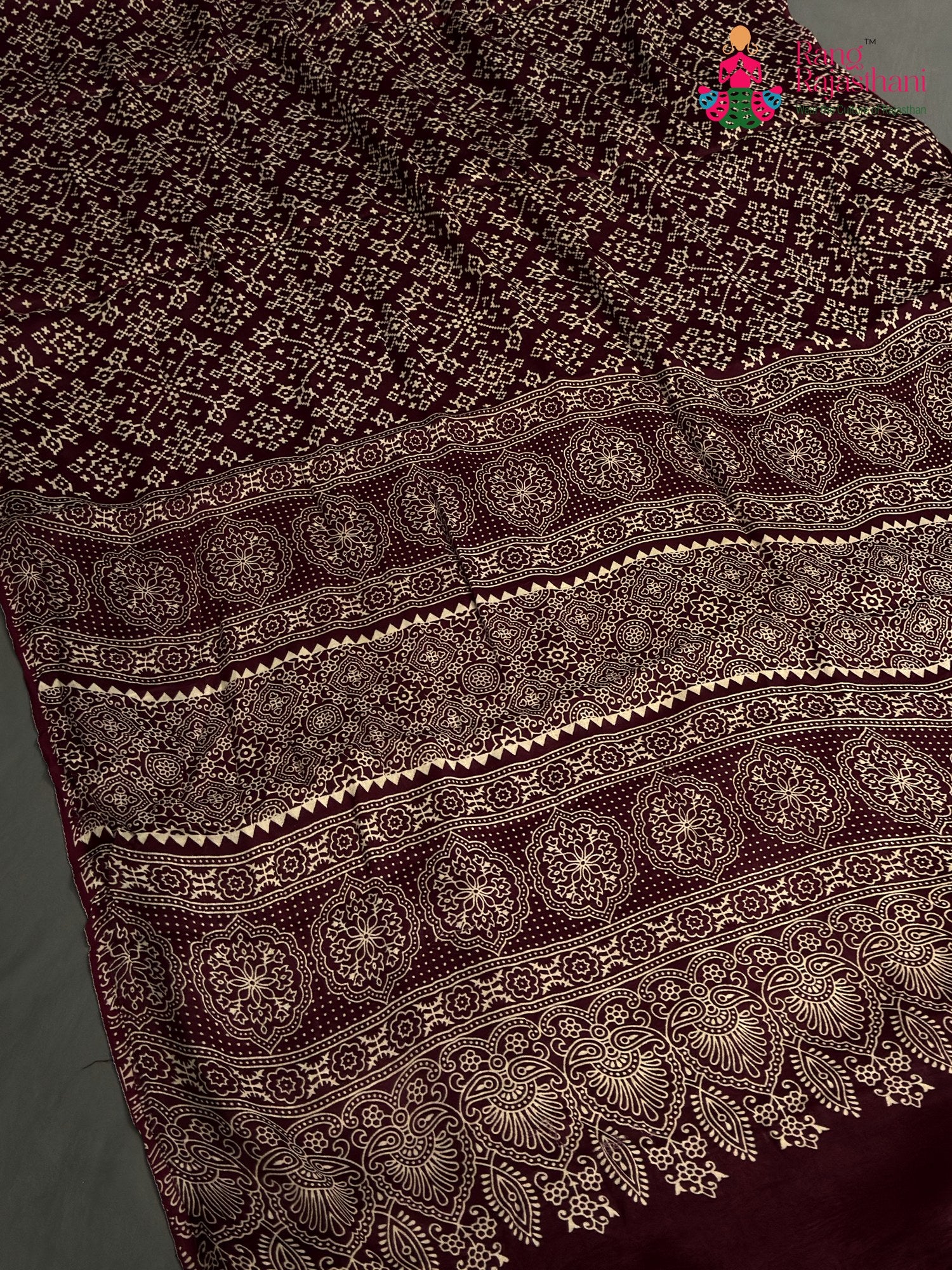 Maroon Modal Ajrakh Print Saree for Festive Celebration | Trending Pick
