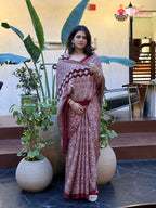 Maroon Pure Modal Silk Ajrakh Print Saree for Festive Celebration | Festive Pick