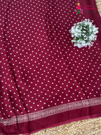 Maroon Pure Modal Silk Ajrakh Print Saree for Red Puja Sarees | Wedding Collection