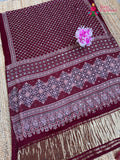 Maroon Pure Modal Silk Mirror Ajrakh Print Saree for Sangeet Night | Order Online