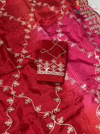 close up view of rani pure upada silk gota patti saree