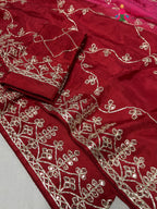 pallu detailing of rani pure upada silk gota patti saree