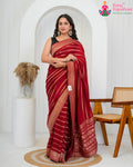 Maroon Pure Chinon Wedding saree with Zari from Rang Rajasthani