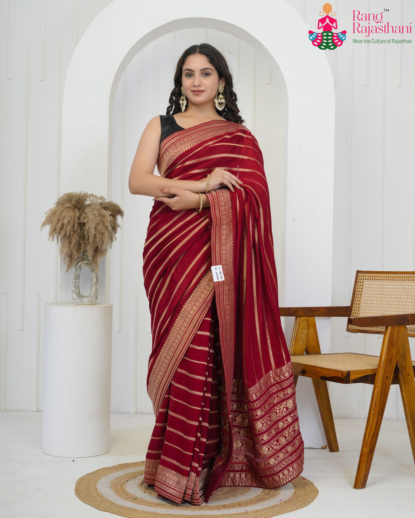 Maroon Pure Chinon Zari Royale Saree : Traditional Glow