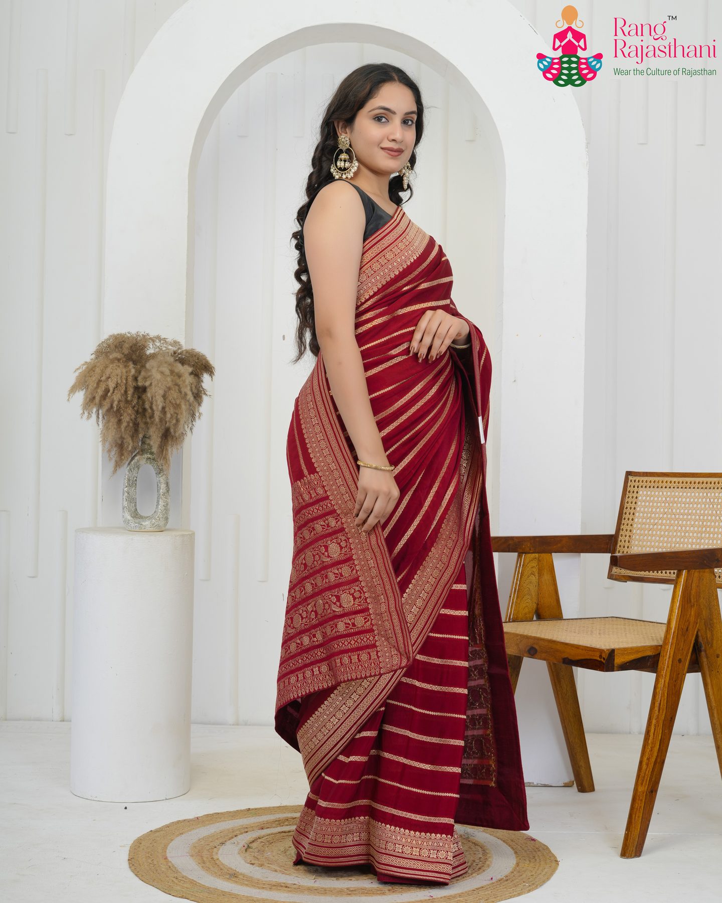 Maroon Pure Chinon Zari Royale Saree : Traditional Glow