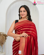 Maroon Pure Chinon saree with Zari close up detailing