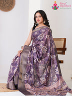 Lavender Imported saree with Printed pallu detailing