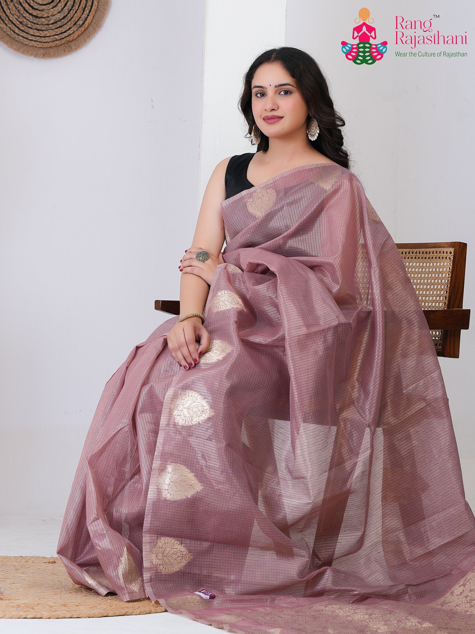 Lavender Imported saree with Printed pallu detailing