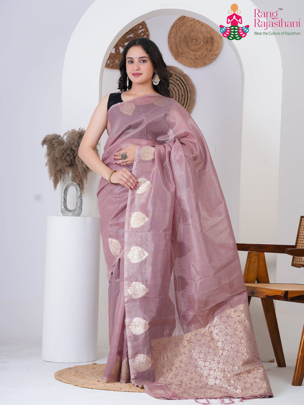 Lavender Imported Party saree with Printed from Rang Rajasthani