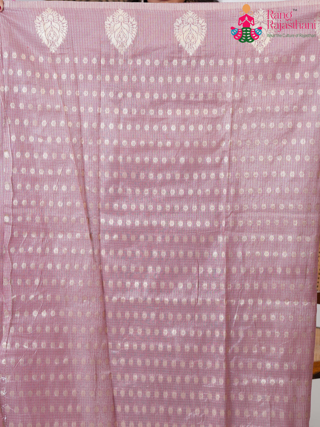 Lavender Imported saree with Printed pleats view