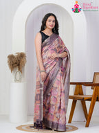 Onion Imported saree with Printed side drape view
