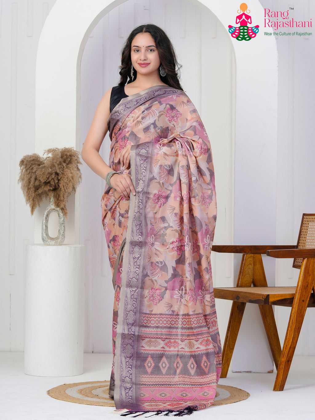 Onion Imported Festive saree with Printed from Rang Rajasthani