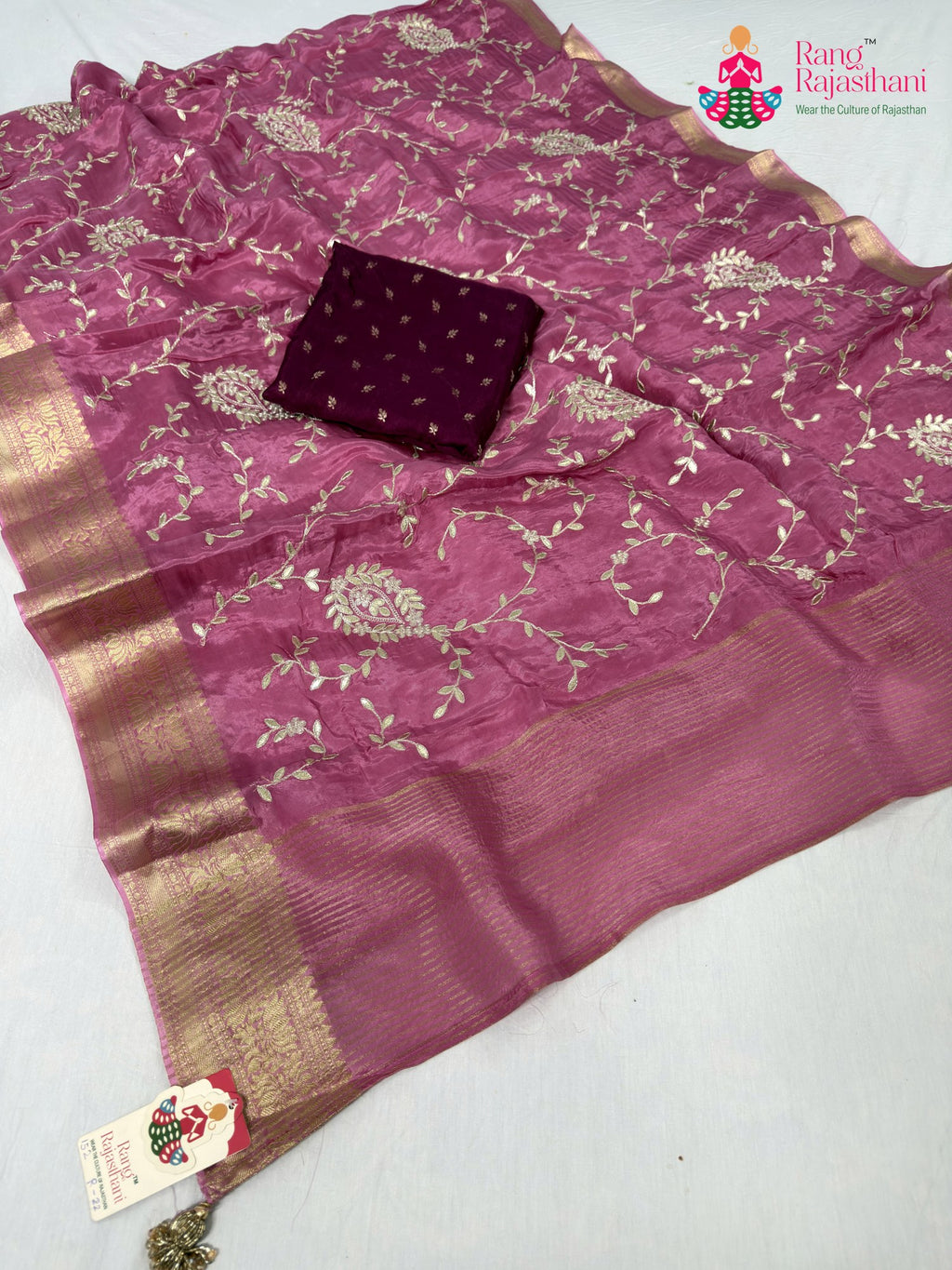 full view of minimal chinnon saree