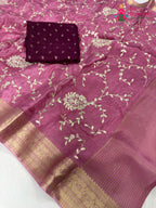 work detailing of minimal chinnon saree