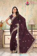 Wine Chiffon Mulmul Magic Saree : Darbar Drape