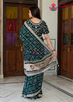 complete look of mor pich silk saree 