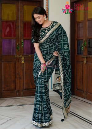 Blue Synthetic Sequin Gharchola Saree for Wedding Reception | Buy Online