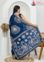 Mor Pich Pure Upada Silk saree with Gotta Kinari Work back view