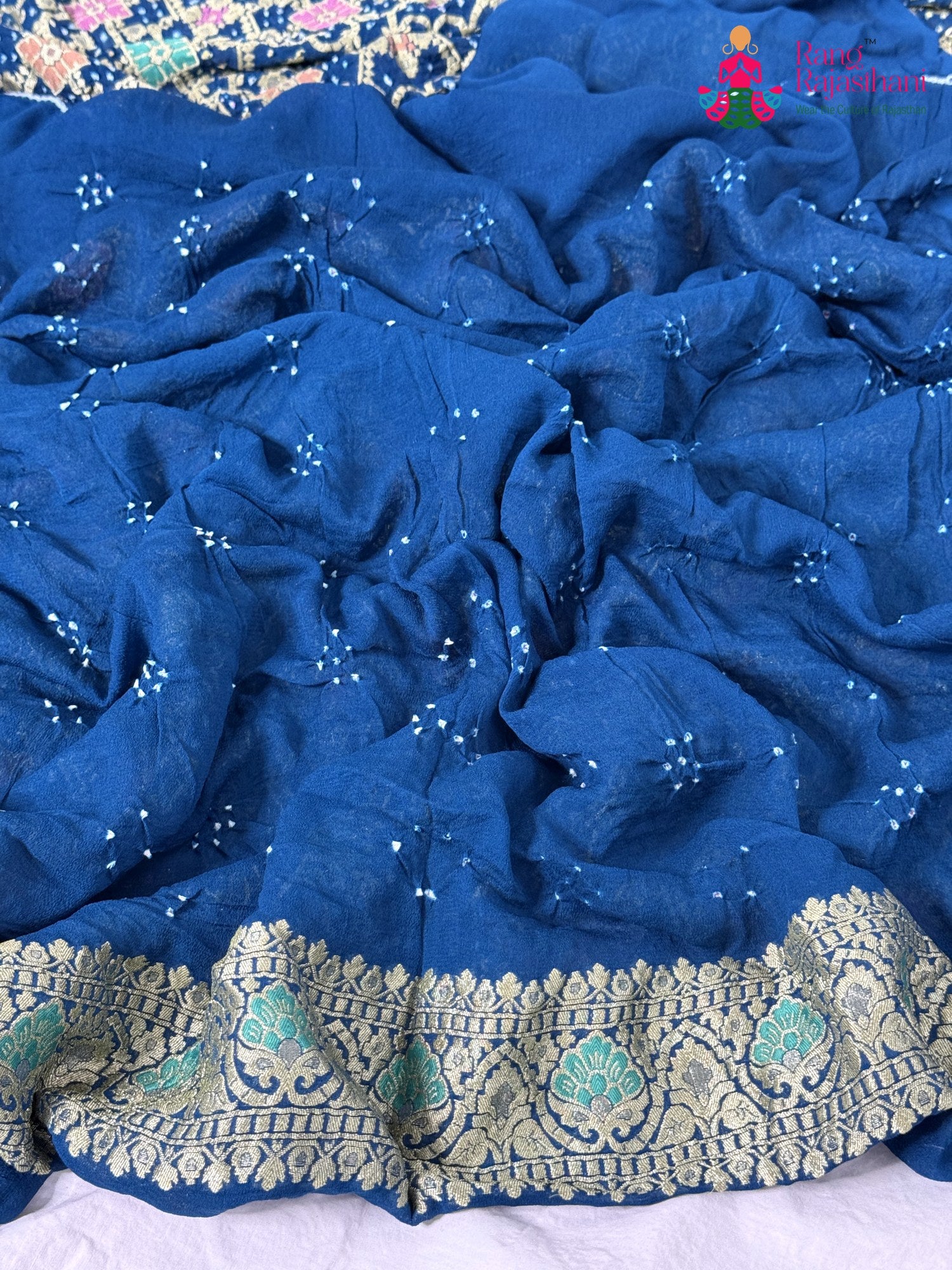 work detailing of mor pitch pure khadi georgette khaddi saree