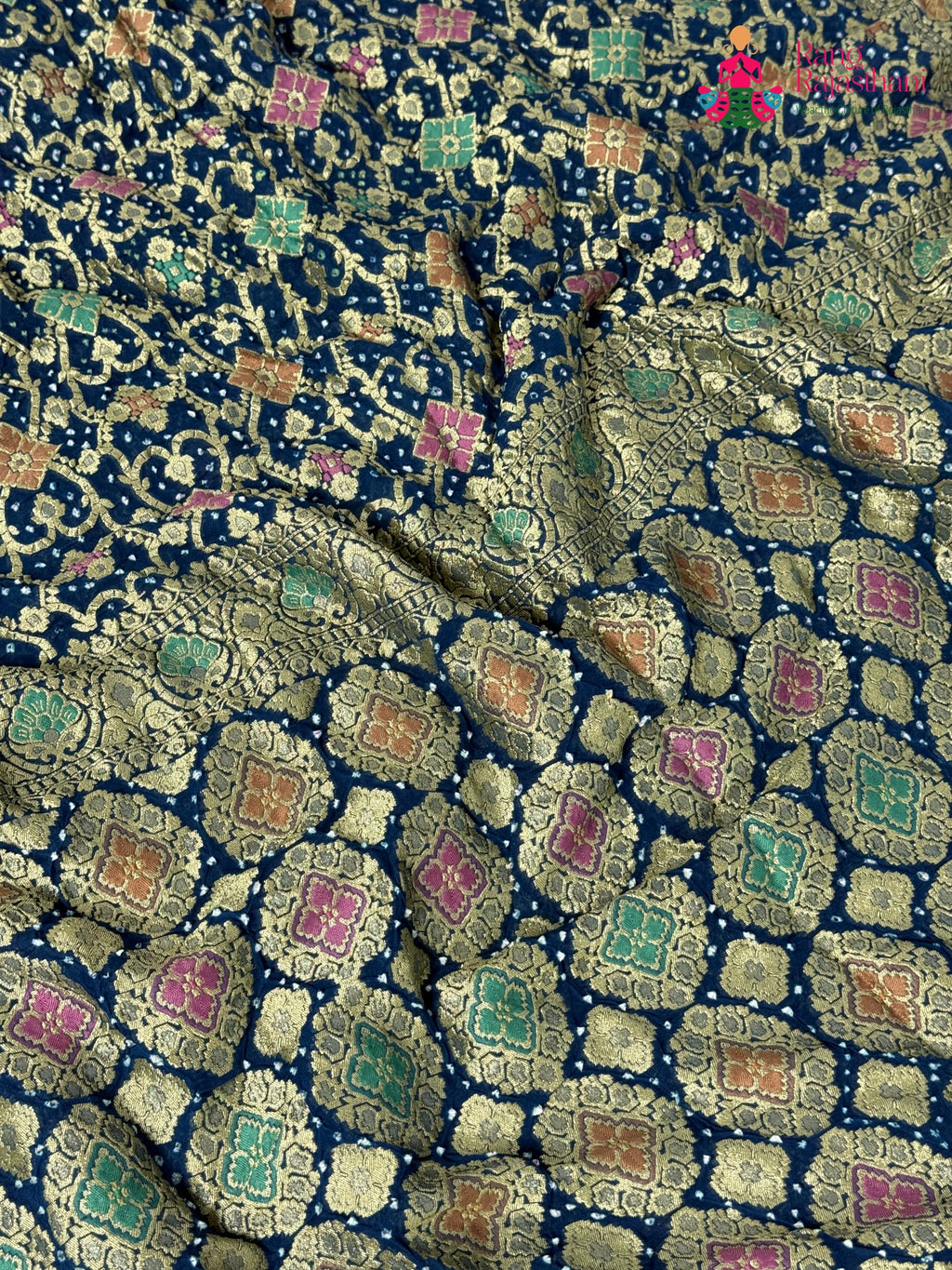 full view of mor pitch pure khadi georgette khaddi saree