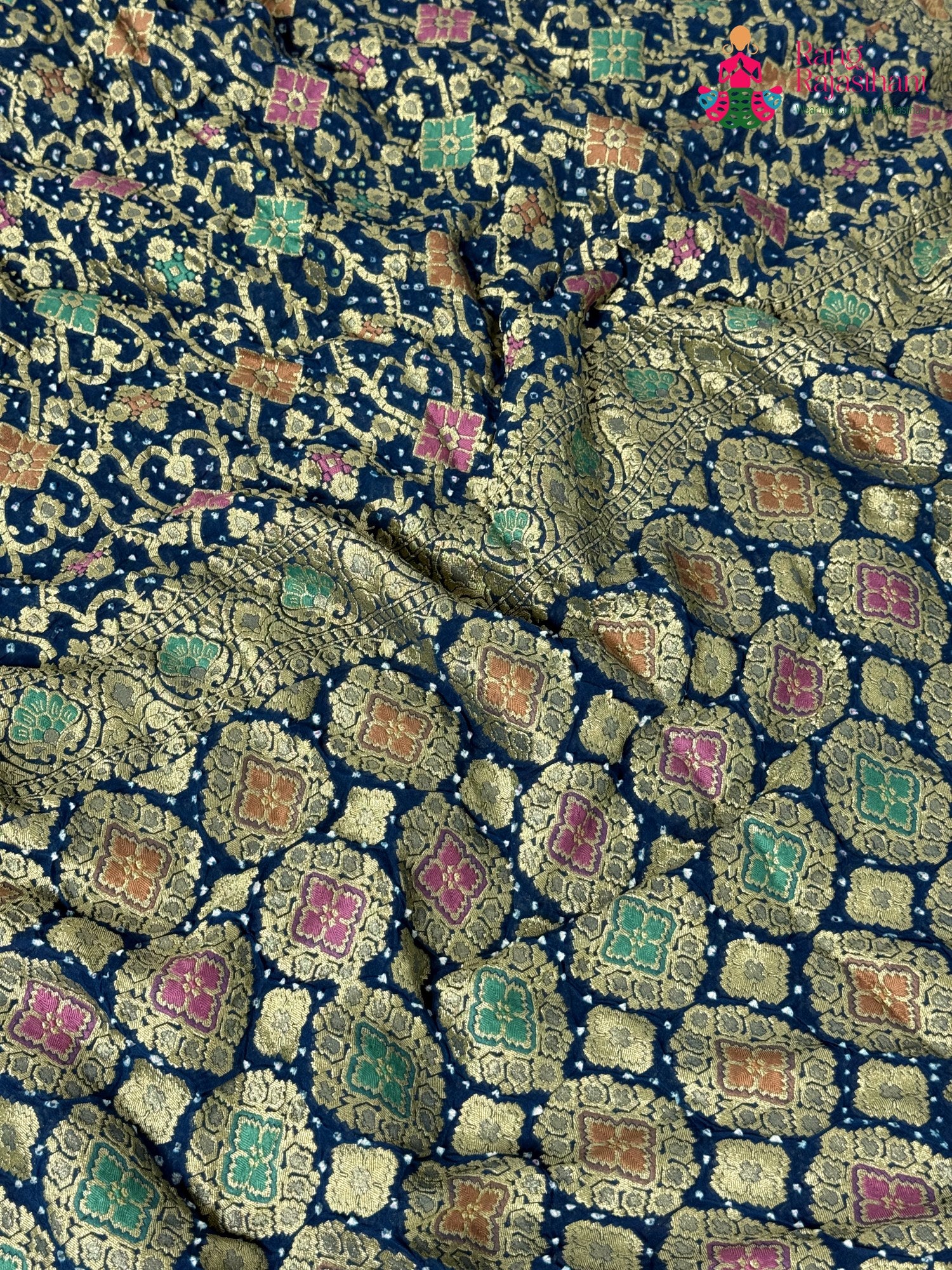 full view of mor pitch pure khadi georgette khaddi saree