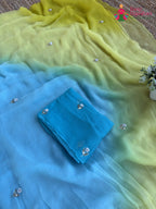 Multi Pure Chiffon Hand Embellishment Saree for Raksha Bandhan | Buy Now