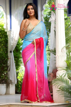Multi Pure Chiffon Hand Work Saree for Red Puja Sarees | Luxe Drape