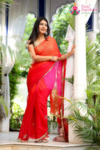 Multi Pure Chiffon Rajputi Aari Tari Saree for Red Puja Sarees | Exclusive Edit