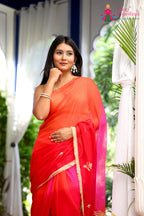 Multi Pure Chiffon Rajputi Aari Tari Saree for Red Puja Sarees | Exclusive Edit