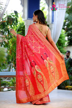 Multi Soft Georgette Hand Work Saree for Bridal | Luxe Collection