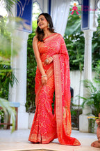 Multi Soft Georgette Hand Work Saree for Bridal | Luxe Collection