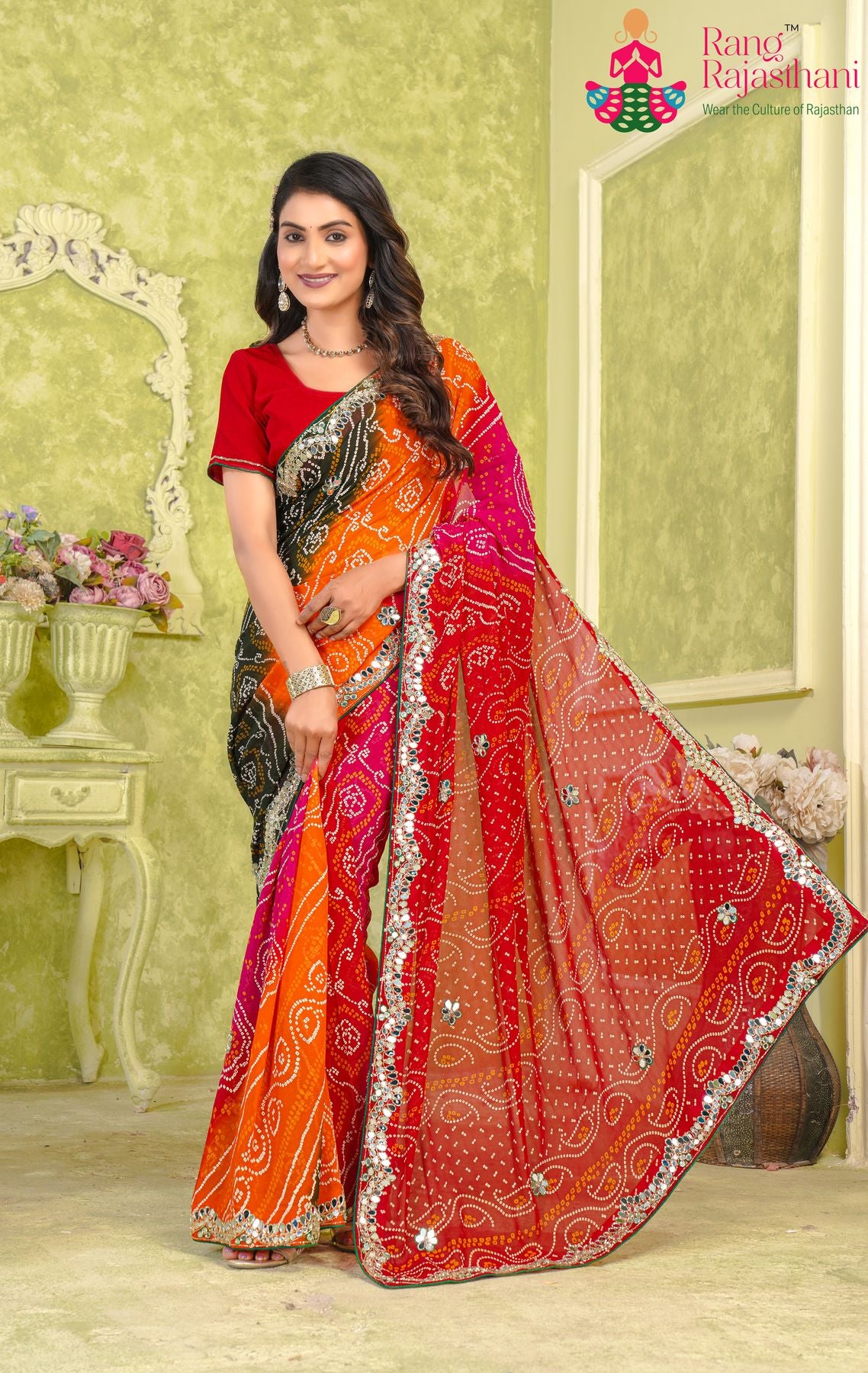 Multi color Bandhani saree | Rang Rajasthani saree
