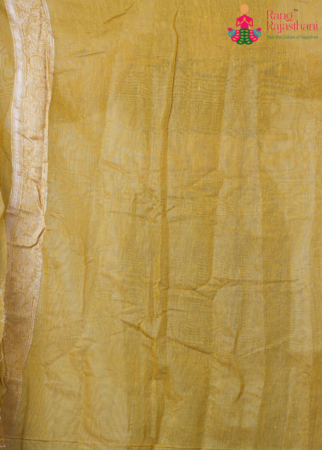 Mustard Cotton saree with Printed pleats view