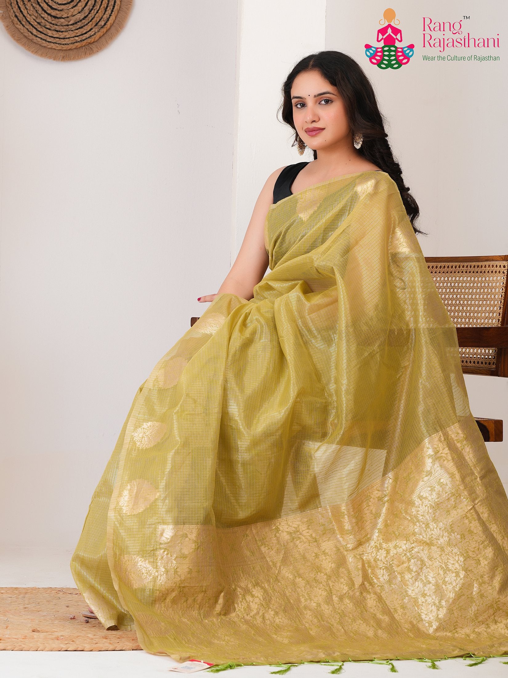 Mustard Imported saree with Weaving pallu detailing