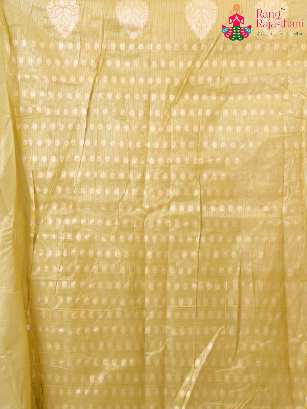 Mustard Imported saree with Weaving pleats view