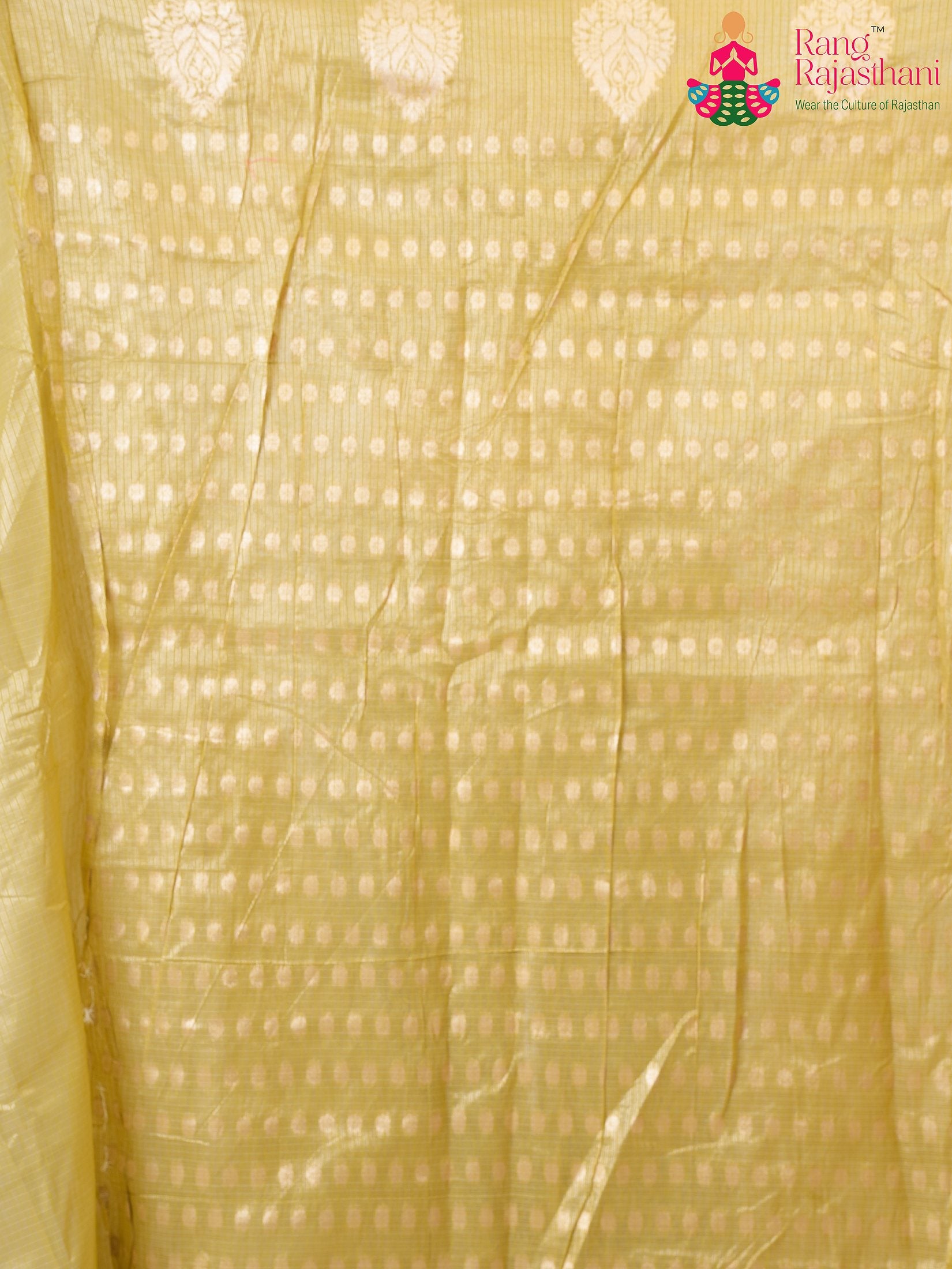 Mustard Imported saree with Weaving pleats view