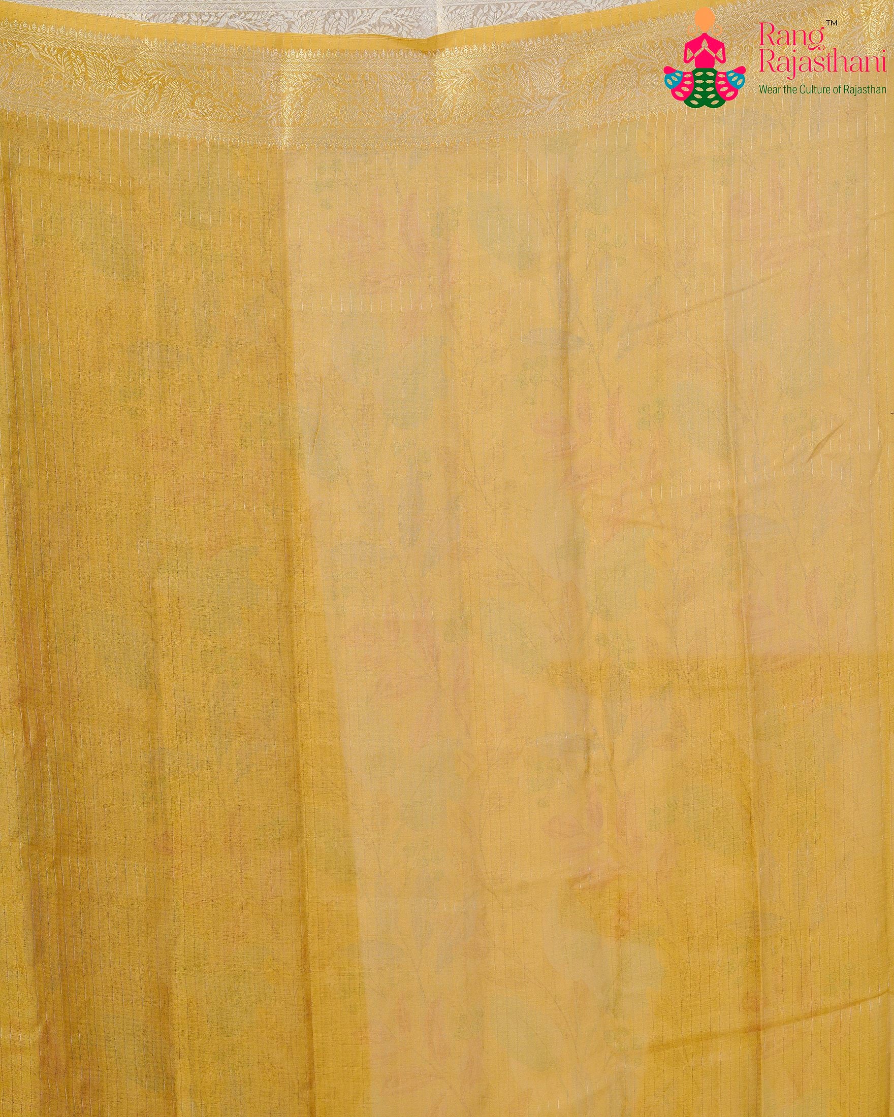 Mustard Imported saree with Printed pleats view