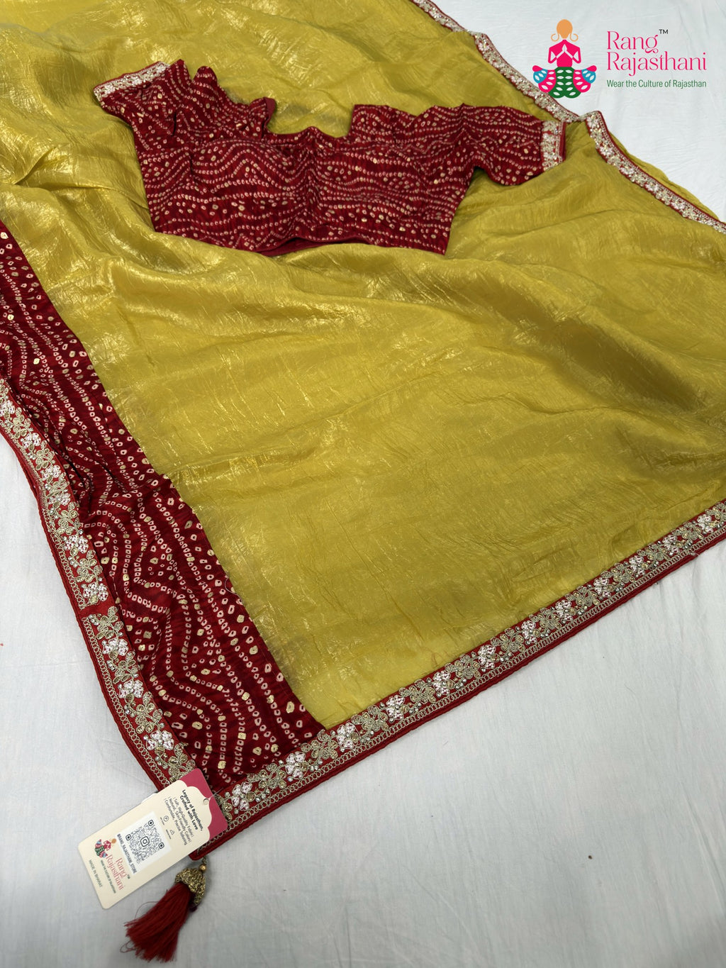 border detailing of mustard fabric saree