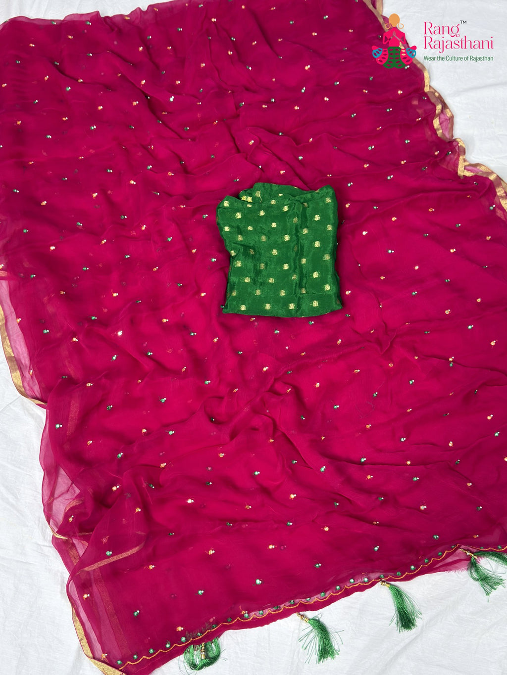 full view of new arrival pure pure chiffon handcrafted mirror work drapes in 2551