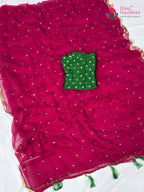 full view of new arrival pure pure chiffon handcrafted mirror work drapes in 2551