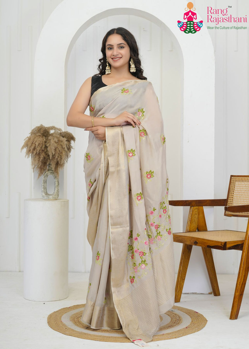 Chiku Fabric Saree - Celebration Wear
