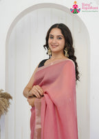 Gajari Fine Fabric saree with Handwork close up detailing