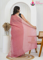 Gajari Fine Fabric saree with Handwork back view