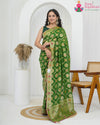 Green Pure Georgette Khaddi Saree : Festive Heritage Glow