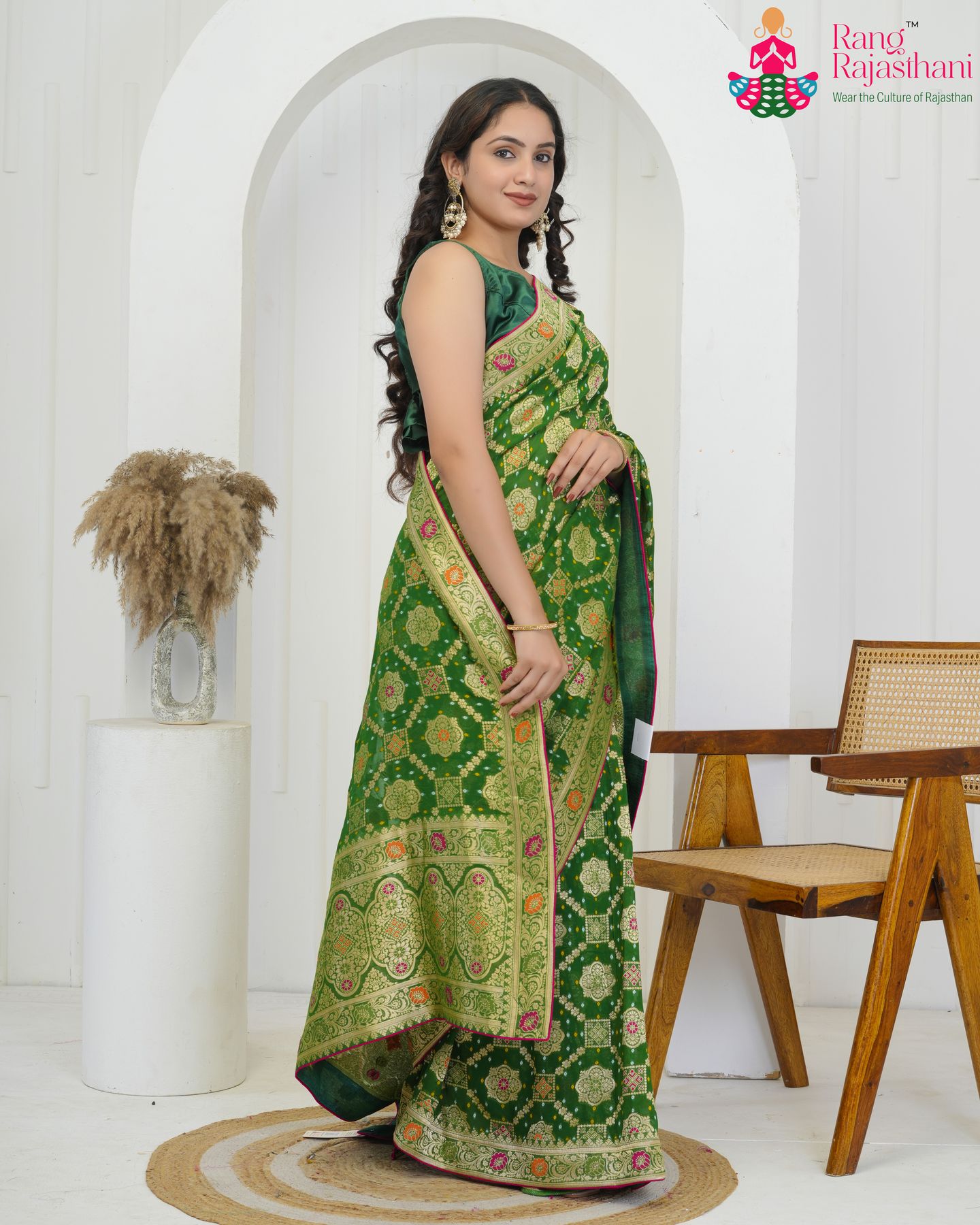 Mehndi Green Pure Georgette Khaddi Saree