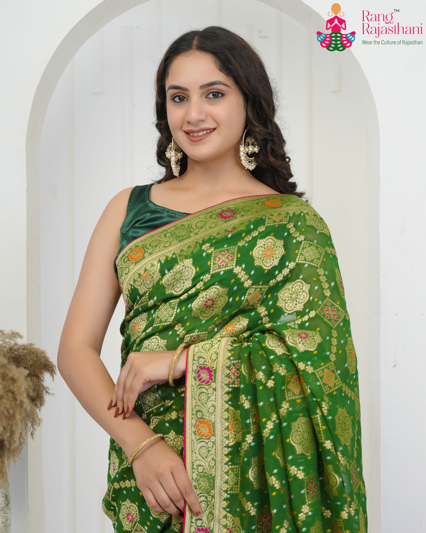 Mehndi Green Pure Georgette Khaddi Saree