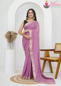 Lavender Pure Chinon Saree : Soft Shine & Elegant Party Glow
