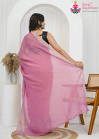 Pink Pure Kota Silk saree with Banarasi Zari Border back view