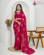 Rani Chinon Wedding saree with Zari Work from Rang Rajasthani
