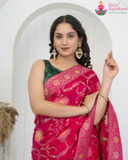 Rani Pure Crape Chinon saree with Banarasi Khaddi Work Mina Jaal close up detailing